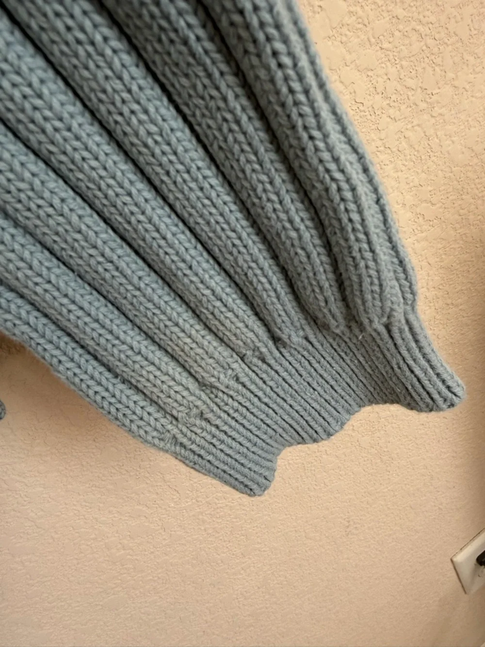 St Johns Bay Ribbed Knit Cotton Sweater Mens M Blue Vintage Shaker Crew 90s Cozy